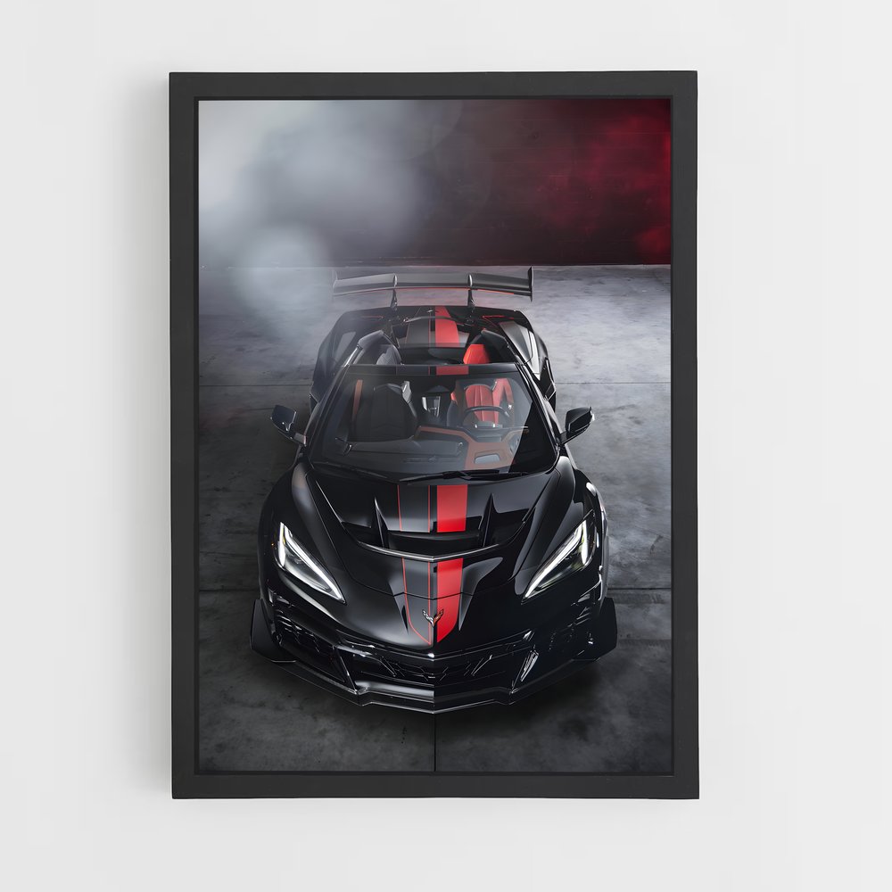 Poster Corvette Noire et Rouge – affiche Chevrolet (vue 2)